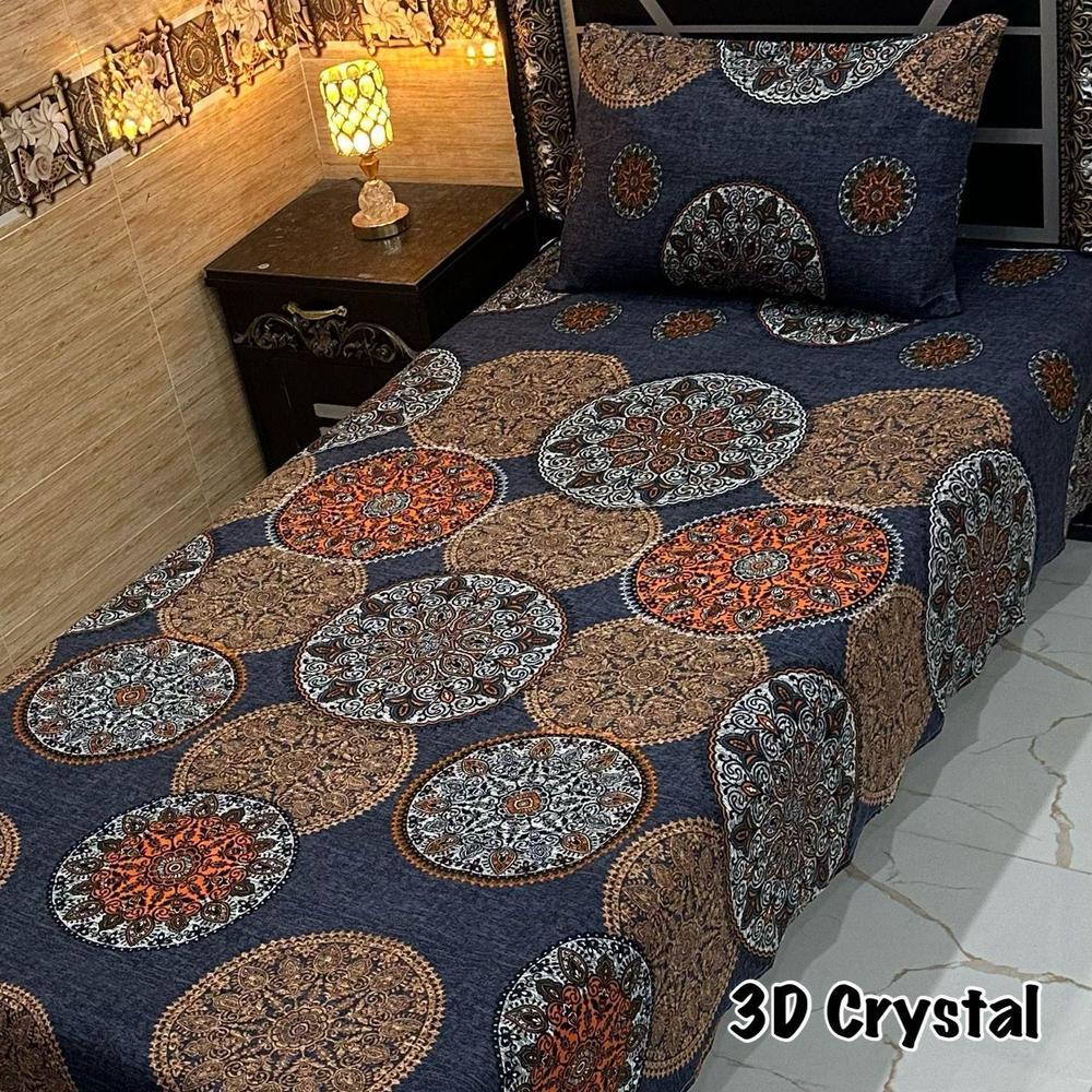 4 Pcs Crystal Cotton Printed Single Bedsheet