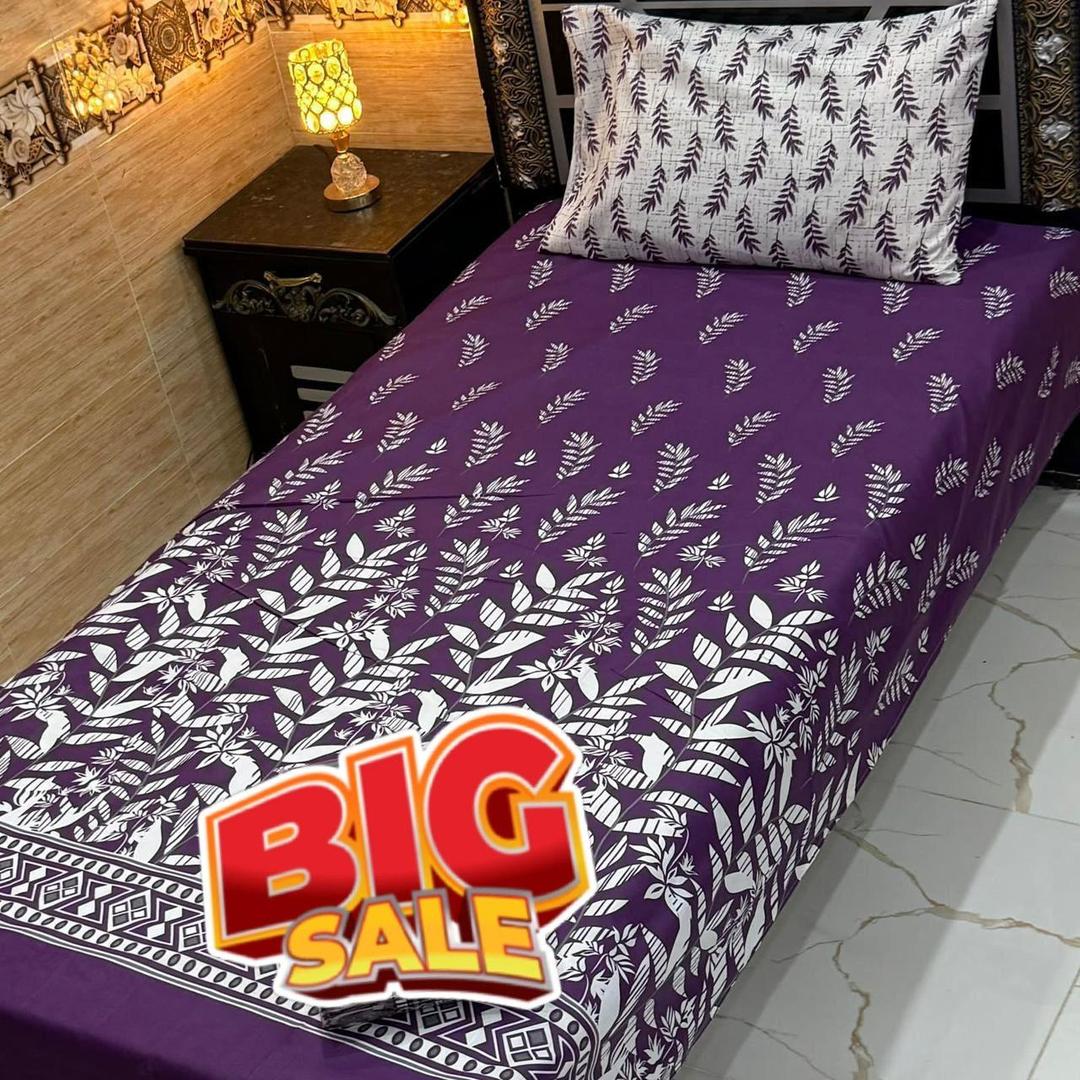 2 Pcs Cotton Salonica Printed Single Bedsheet