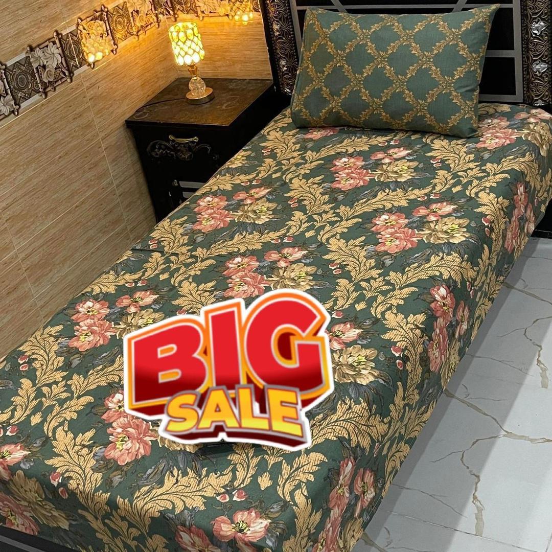 2 Pcs Cotton Salonica Printed Single Bedsheet