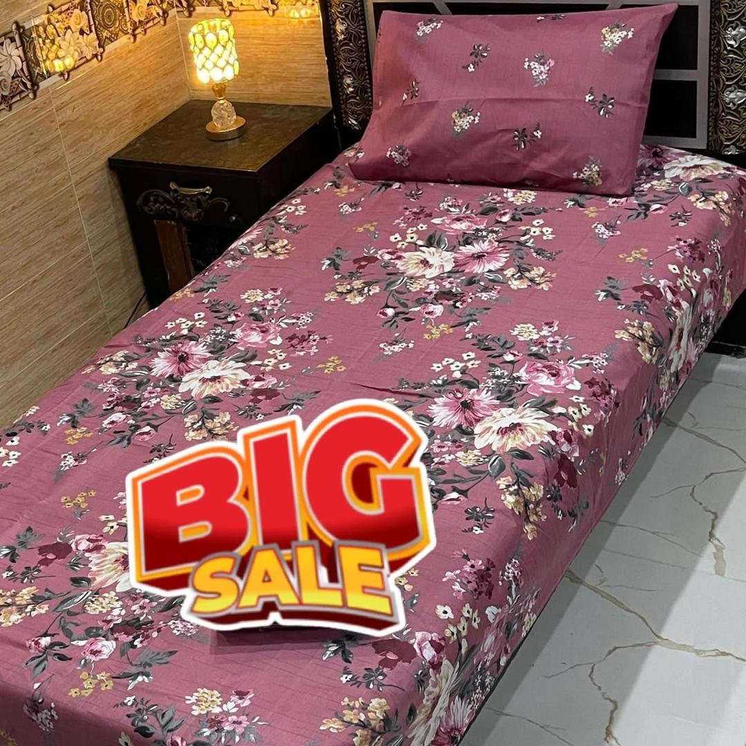 2 Pcs Cotton Salonica Printed Single Bedsheet