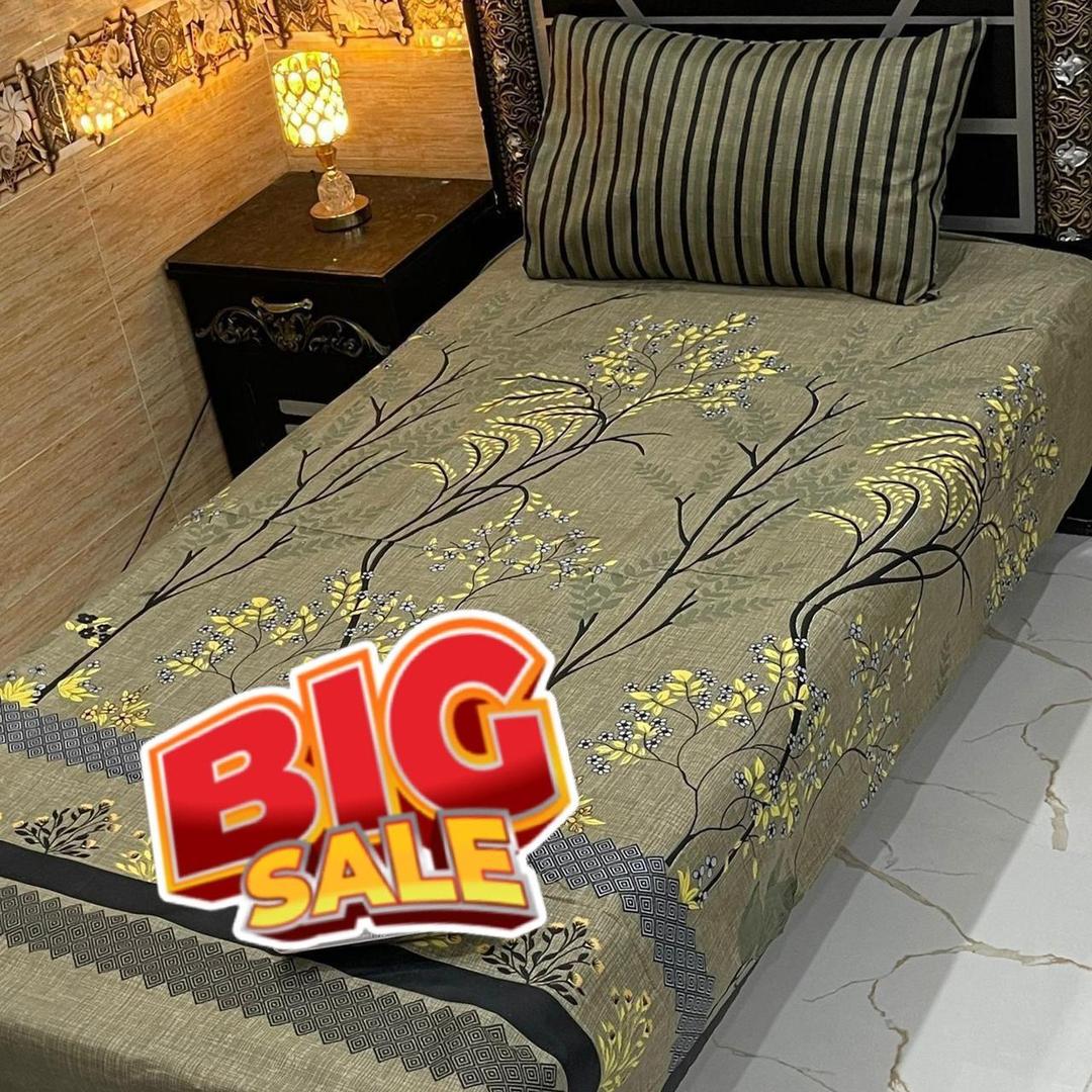 2 Pcs Cotton Salonica Printed Single Bedsheet