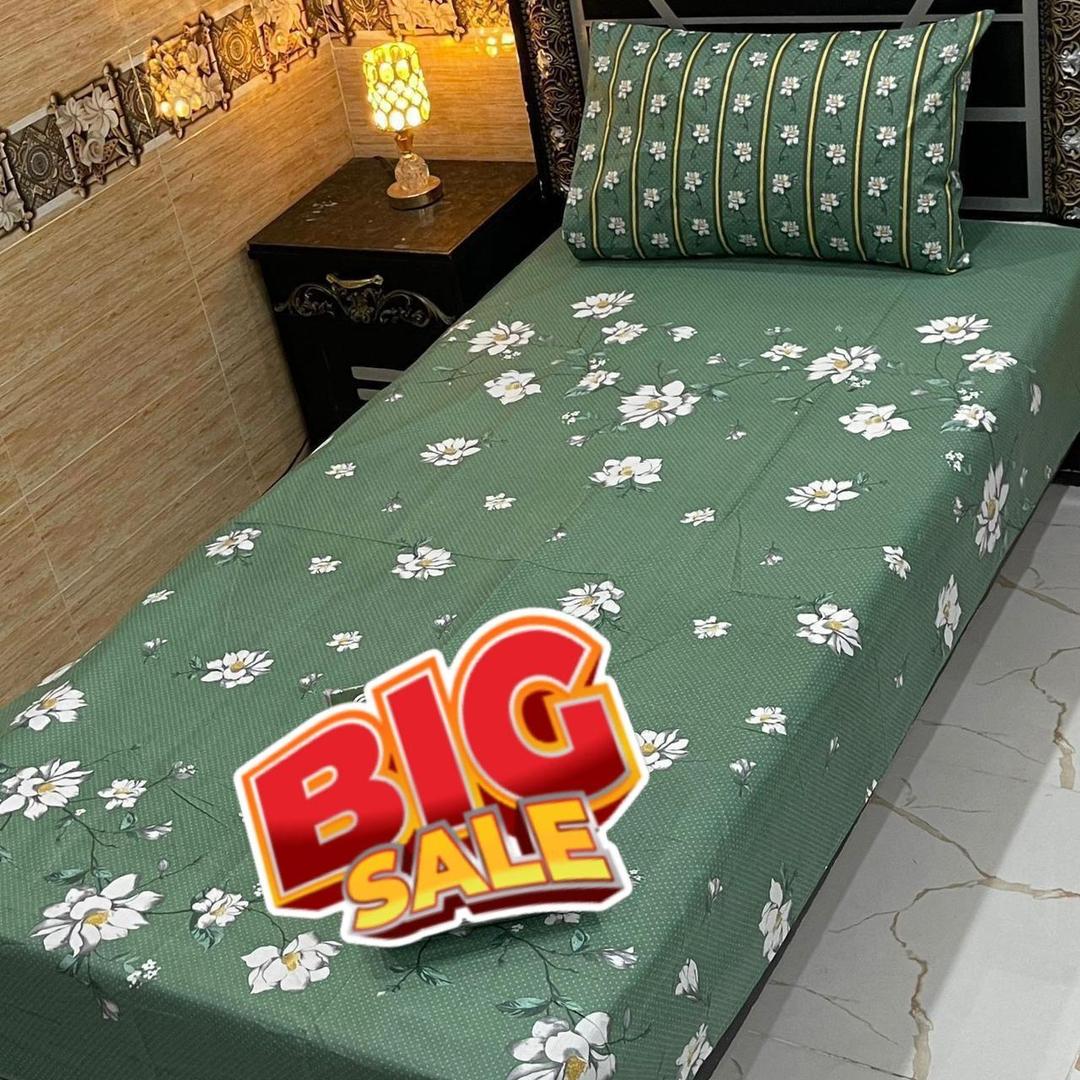 2 Pcs Cotton Salonica Printed Single Bedsheet