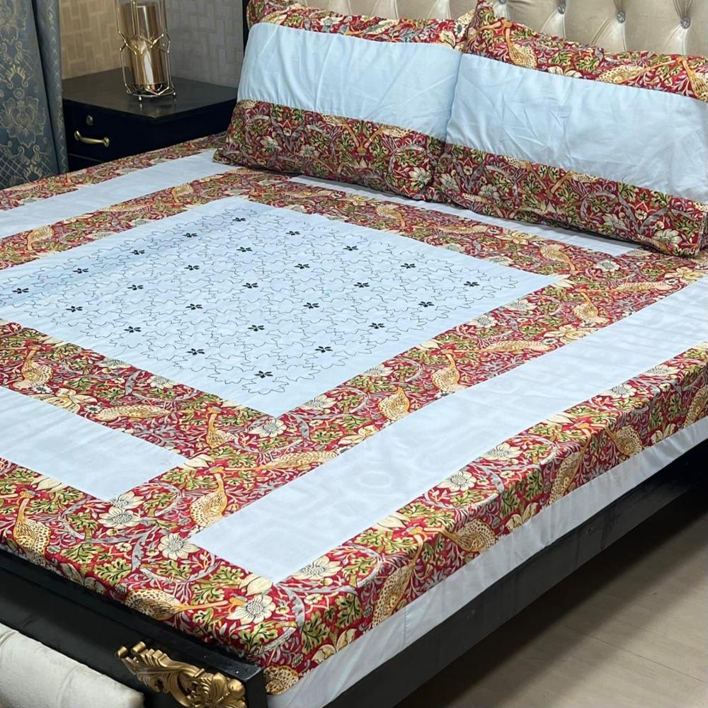 3 Pcs Cotton Sotton Patchwork Double Bedsheet