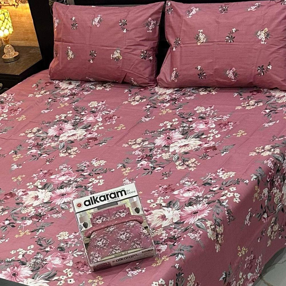 3 Pcs Mix Cotton Printed Double Bedsheet