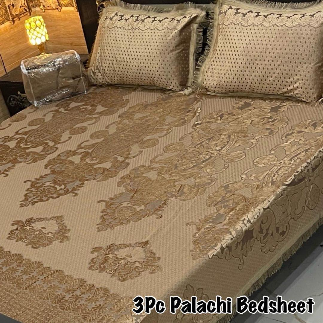 3 Pcs Palachi Plain Double Bedsheet
