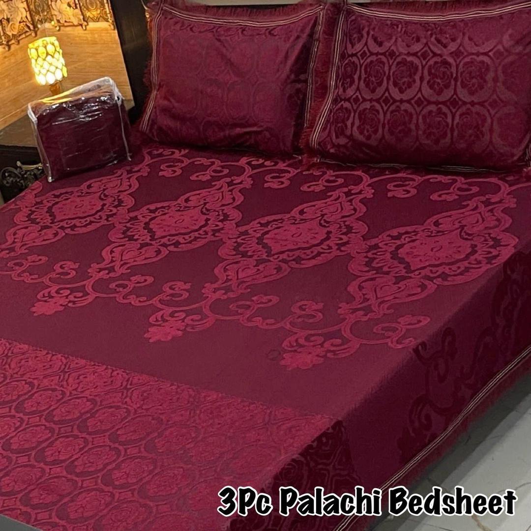 3 Pcs Palachi Plain Double Bedsheet