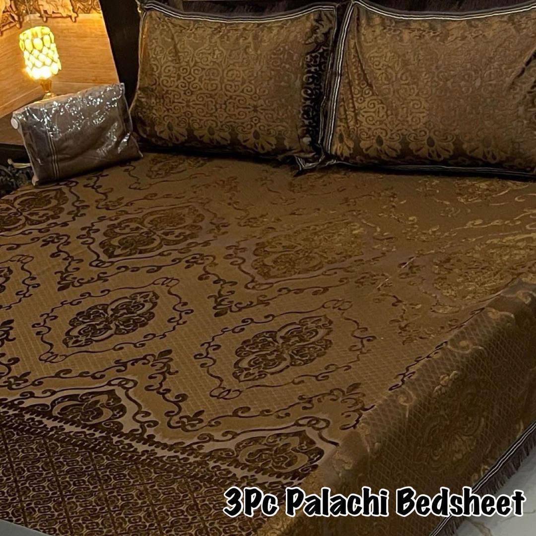 3 Pcs Palachi Plain Double Bedsheet