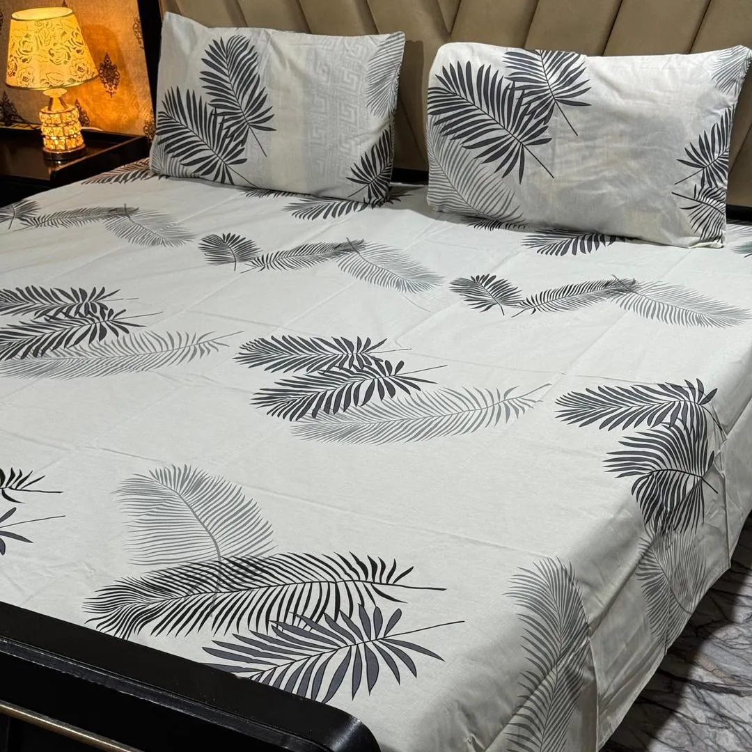 3 Pcs Mix Cotton Printed Double Bedsheet