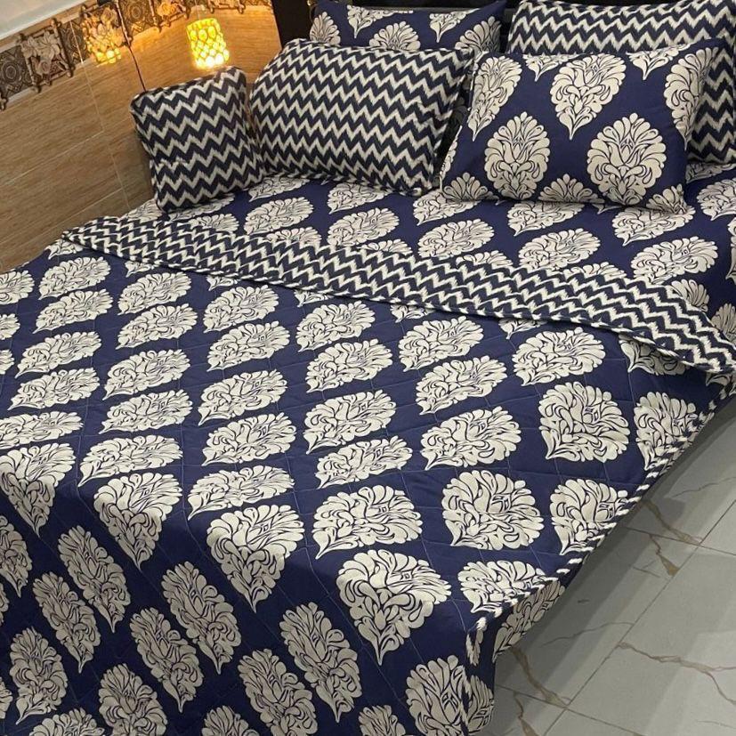 7 Pcs Cotton Salonica Printed Comforter Set