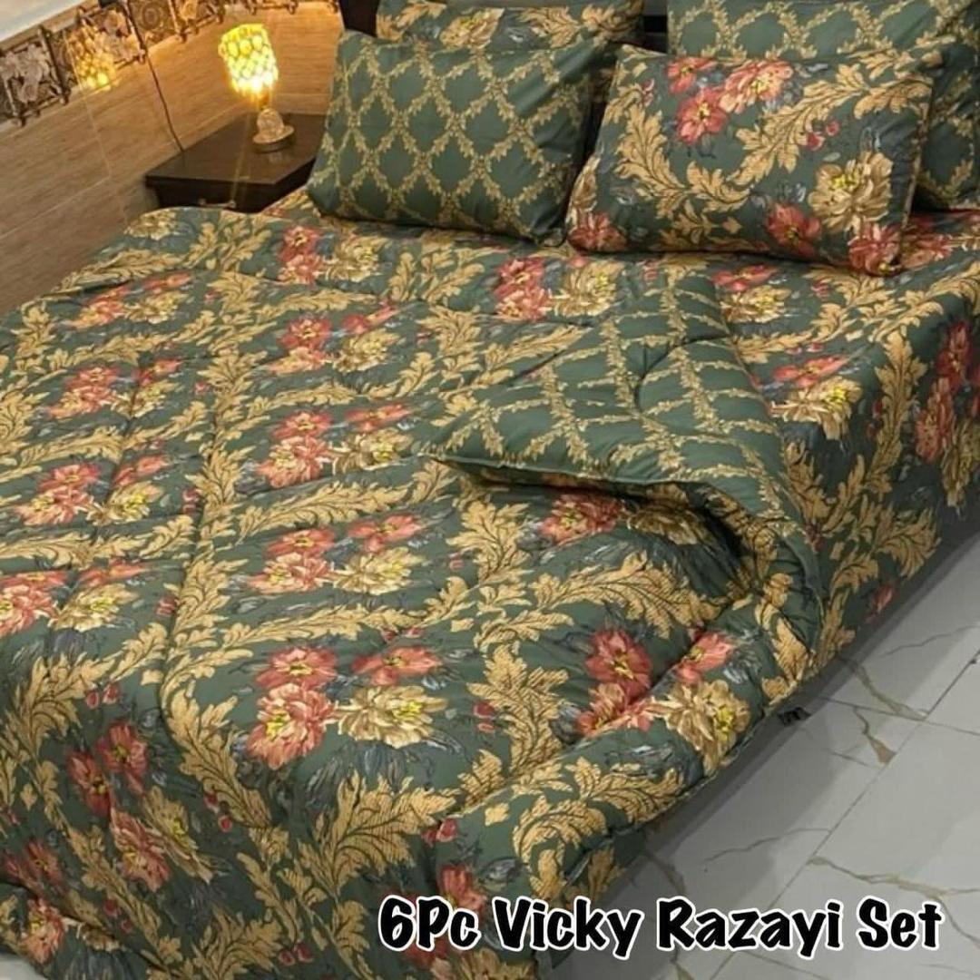 6 Pcs Cotton Salonica Printed Razai Set