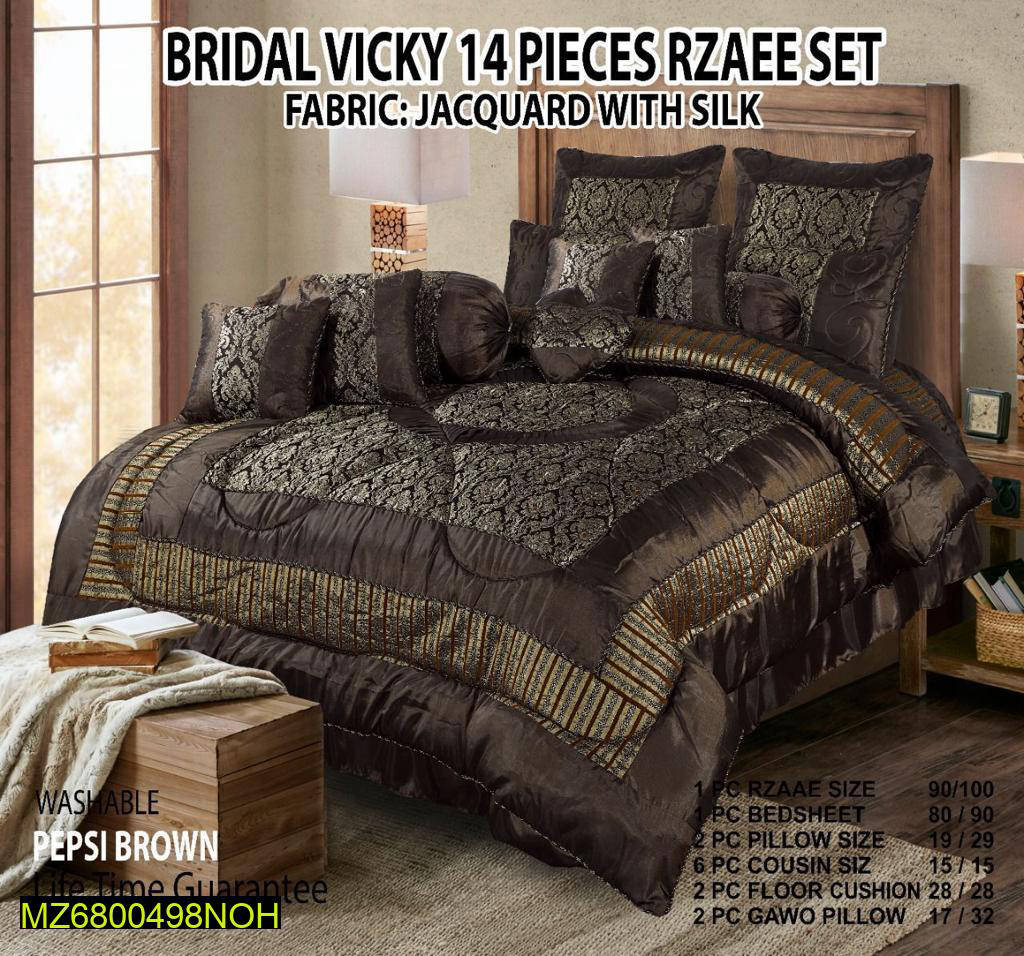 14 Pcs Jacquard Double Bed Bridal Set