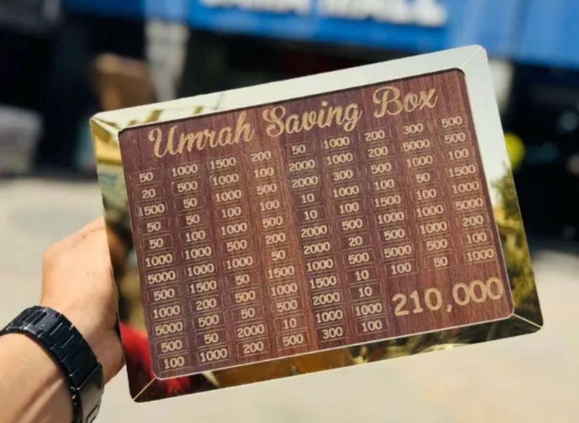 Wooden Umrah Saving Box Brown Traditional Islamic