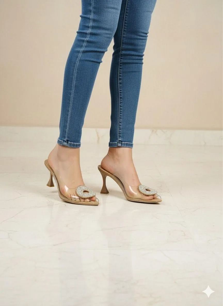 Stylish Women's Leather Heels - Fancy Design - Available in 6 Sizes