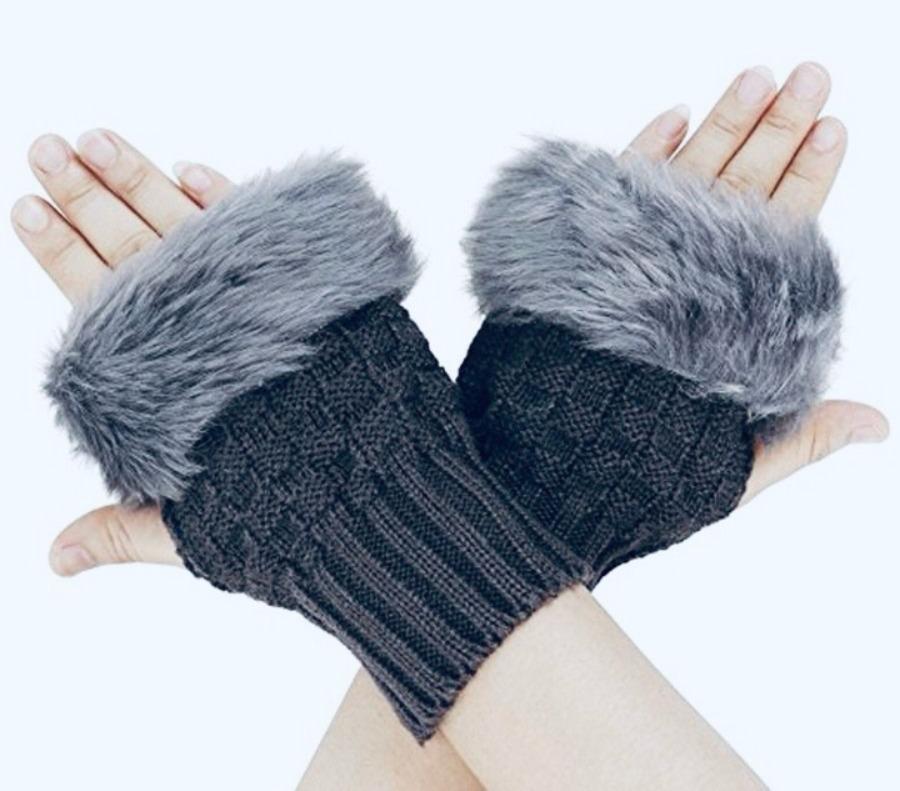 Chic Women's Wool Fingerless Gloves - 1 Pc