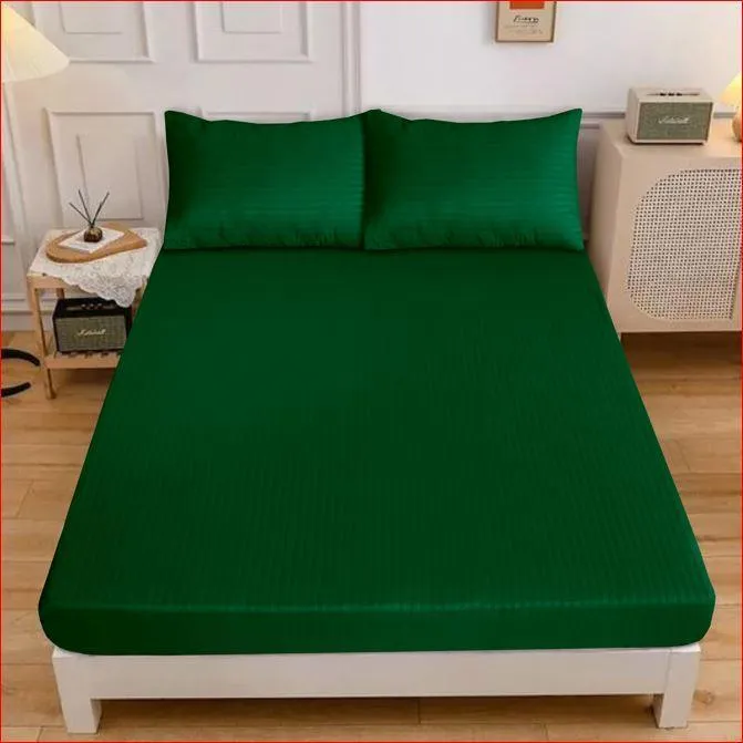 3 Pcs Cotton Sotton Embossed Double Bedsheet