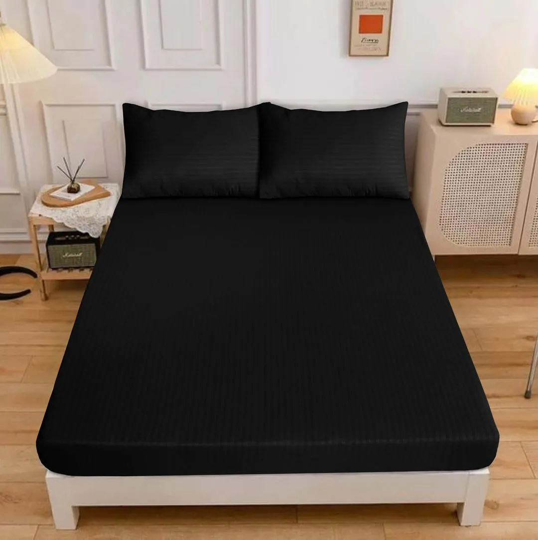 3 Pcs Cotton Sotton Embossed Double Bedsheet