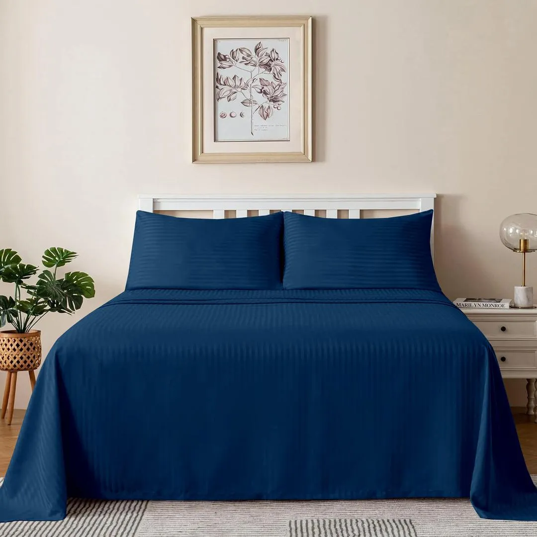 3 Pcs Cotton Sotton Embossed Double Bedsheet