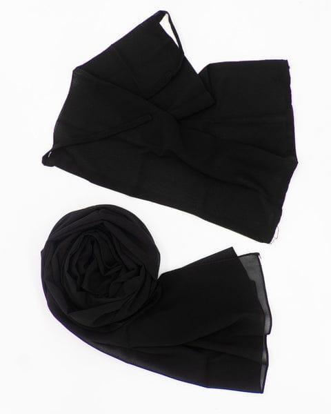 2 Pc Chiffon Plain Women's Hijab Set