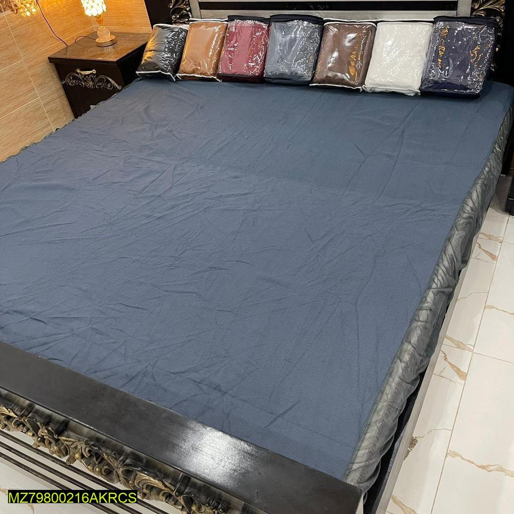 Terry Cotton Plain Double Bed Mattress Cover