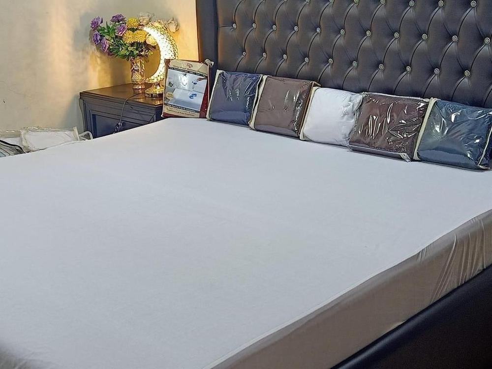 Terry Cotton Plain Double Bed Mattress Cover