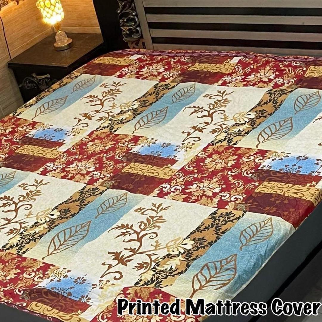 Waterproof Printed Terry Cotton Mattress Cover for King Size Bed - 1 Pc
