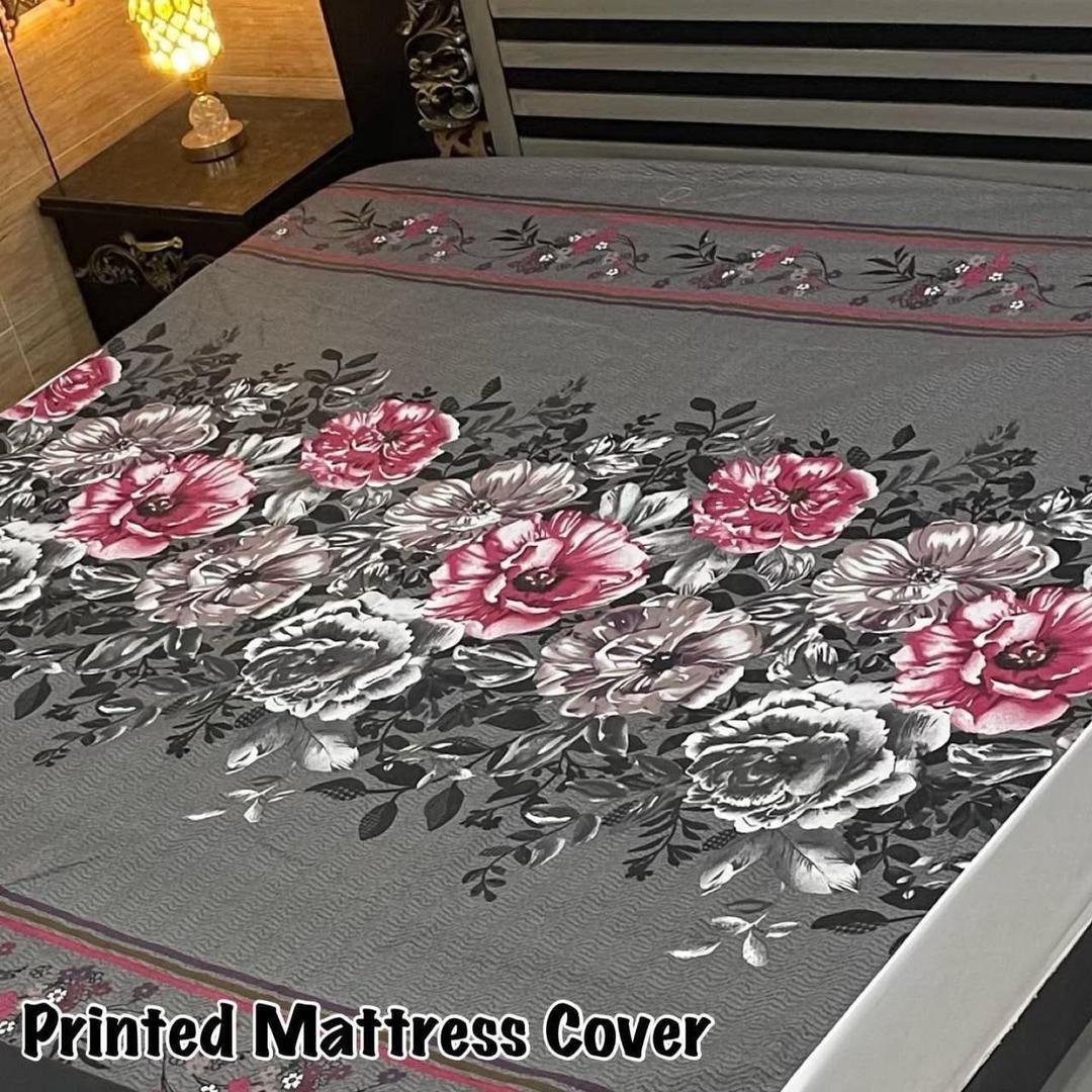 Waterproof Printed Terry Cotton Mattress Cover - King Size Bed 1 Pc