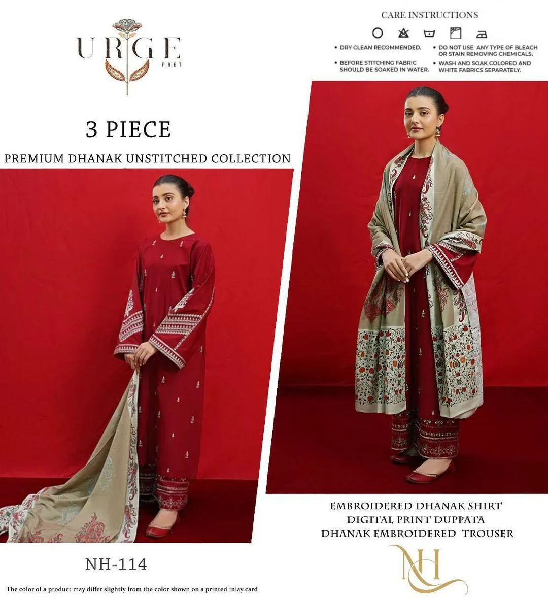 3 Pcs Women's Unstitched Embroidered Suit