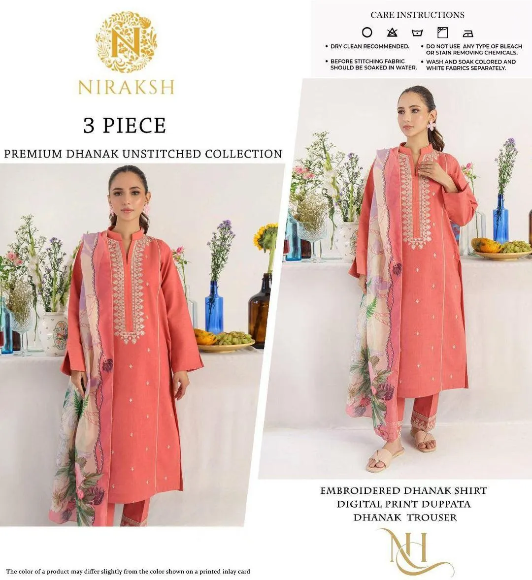 3 Pcs Women's Unstitched Embroidered Suit