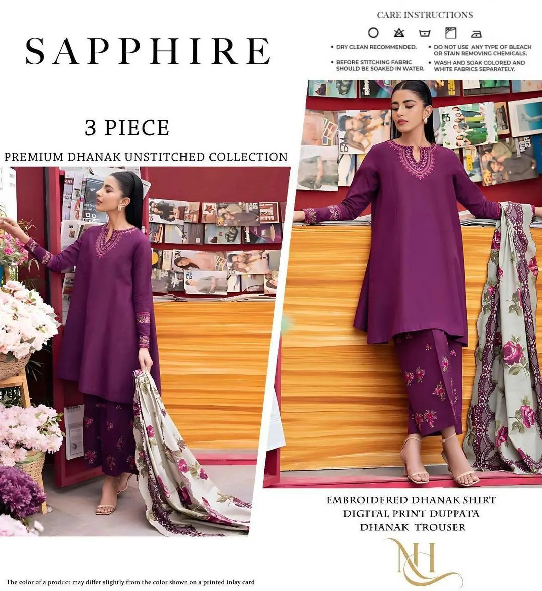 3 Pcs Women's Unstitched Embroidered Suit