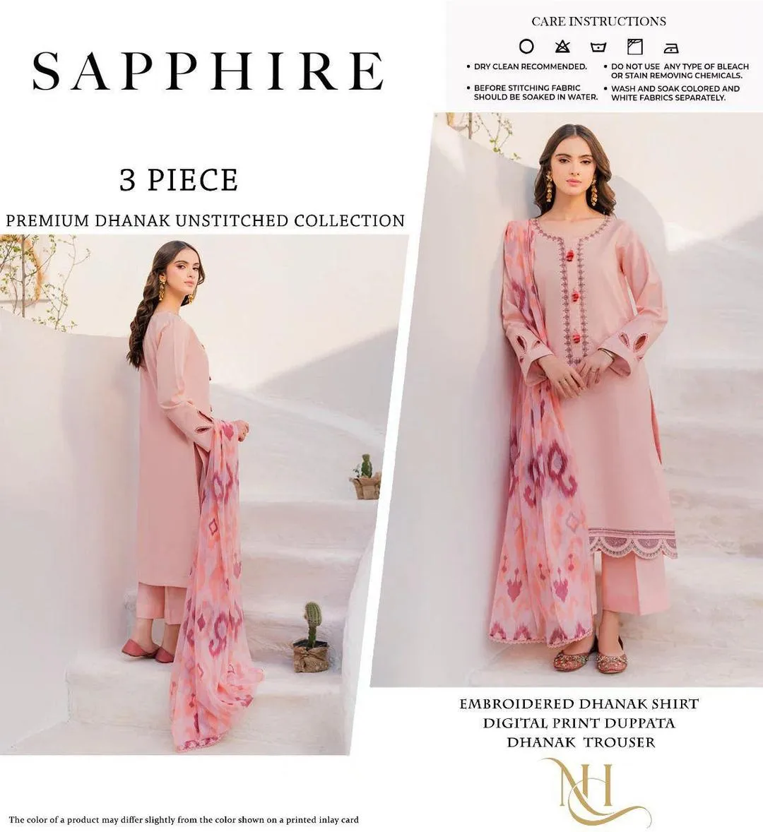 3 Pcs Women's Unstitched Embroidered Suit