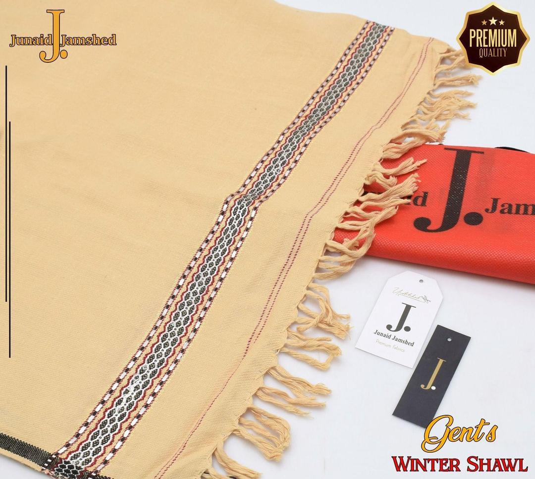 Premium Embroidered Wool Shawl - 1 Pc in Beige