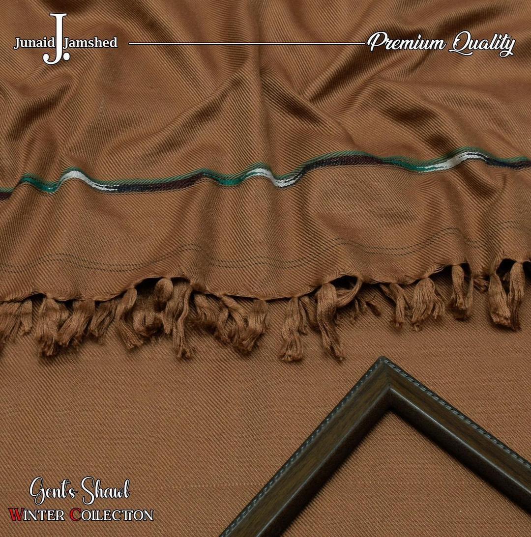 Exquisite Embroidered Wool Shawl - 1 Piece in Luxurious Brown