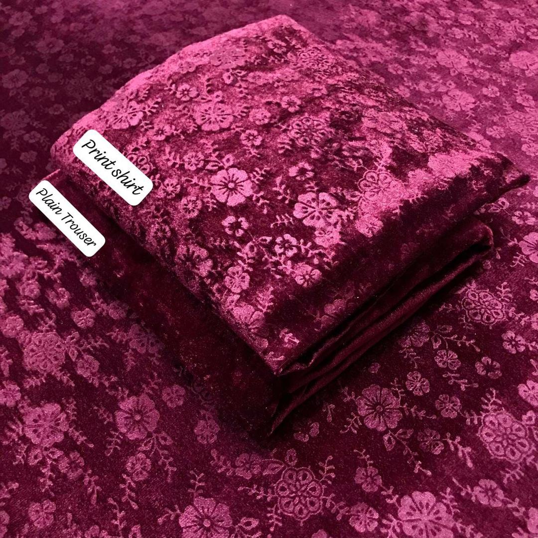 2 Pcs Women's Unstitched Velvet Sequins Suit