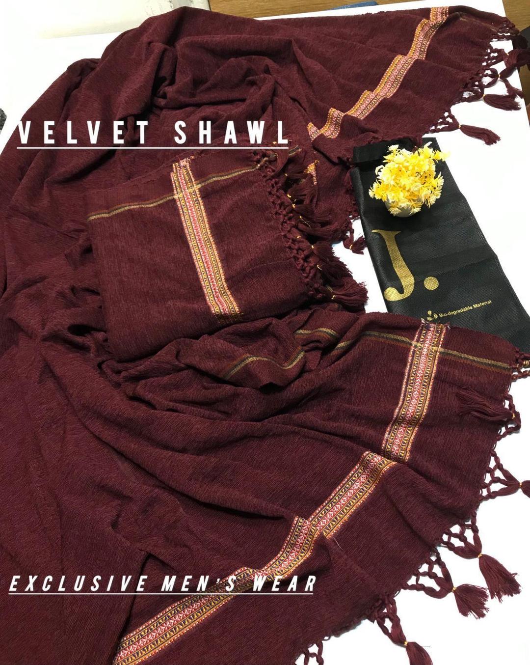 Luxurious Maroon Velvet Shawl - Classic Plain Design, Single Piece