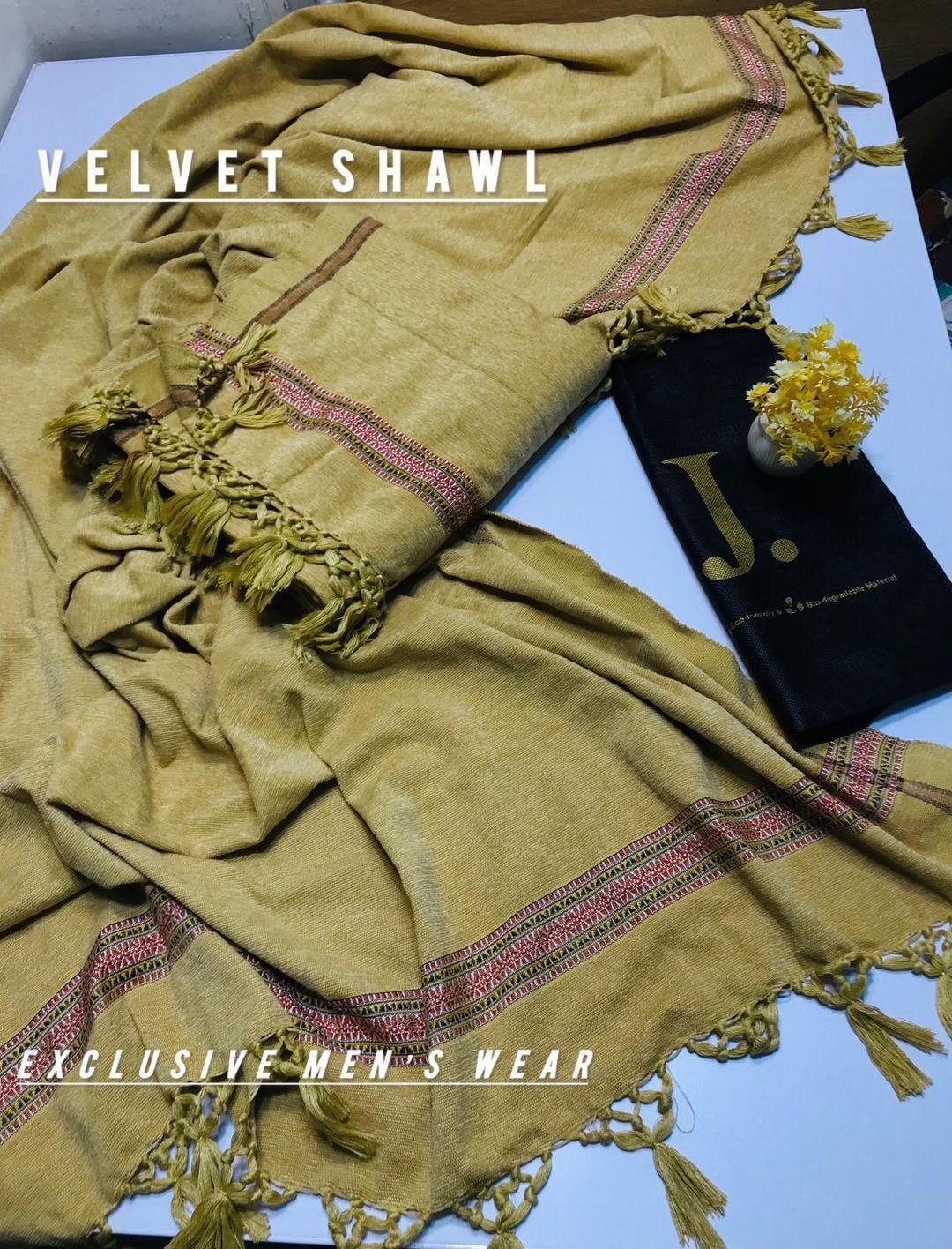 Luxurious Velvet Plain Shawl - 1 Piece, Beige