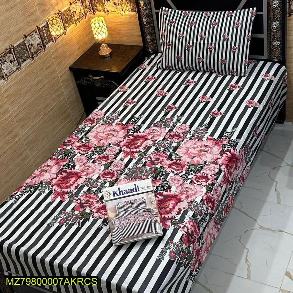 4 Pcs Crystal Cotton Printed Single Bedsheet