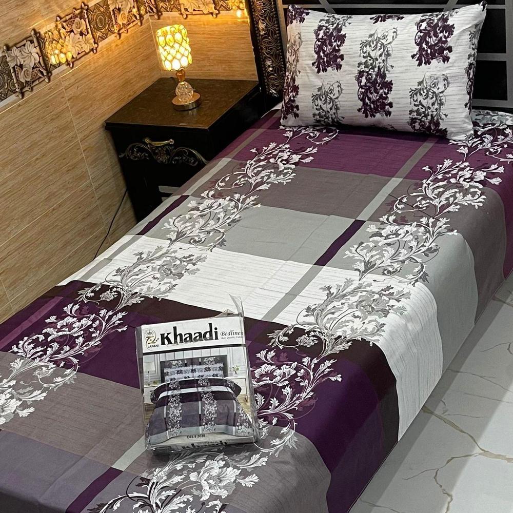 4 Pcs Cotton Salonica Printed Single Bedsheet