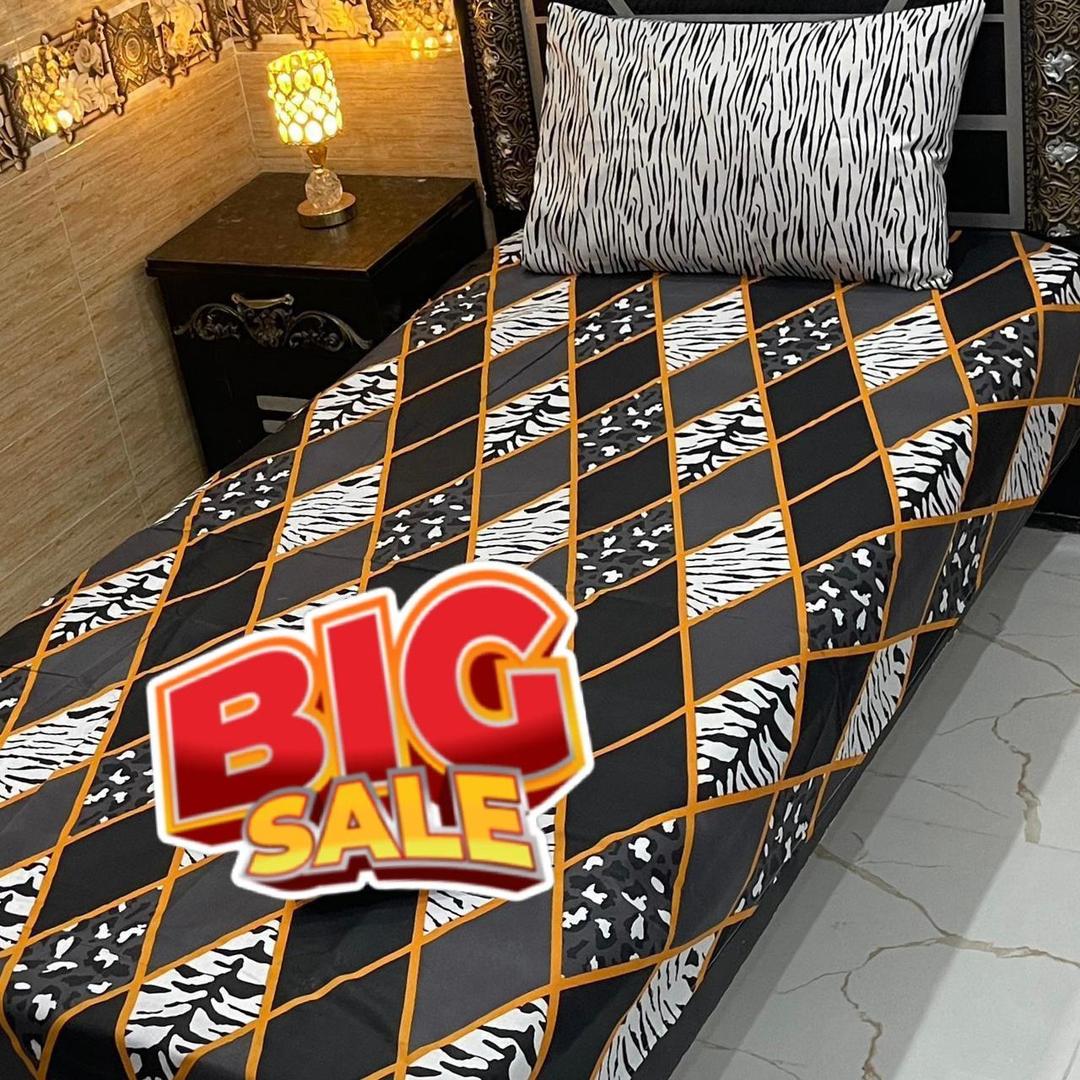 2 Pcs Cotton Salonica Printed Single Bedsheet