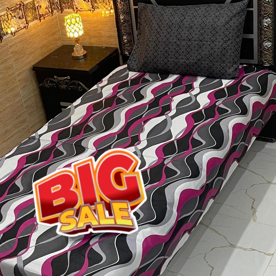 2 Pcs Cotton Salonica Printed Single Bedsheet