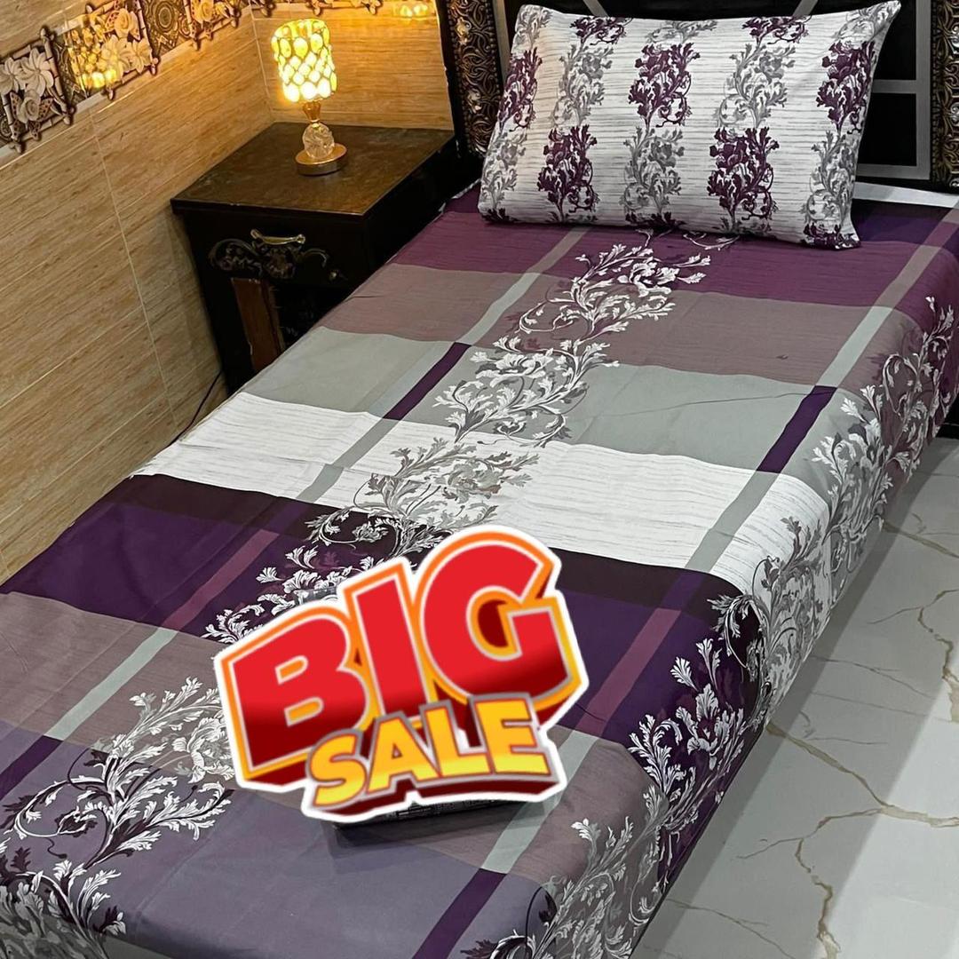 2 Pcs Cotton Salonica Printed Single Bedsheet
