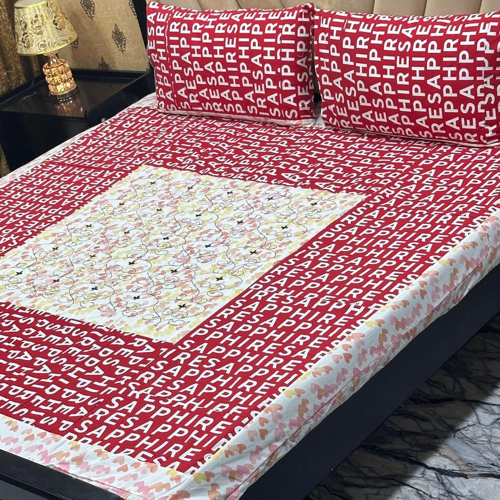 3 Pcs Cotton Sotton Patchwork Double Bedsheet