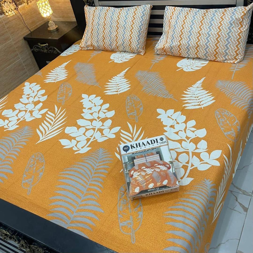 3 Pcs Mix Cotton Printed Double Bedsheet