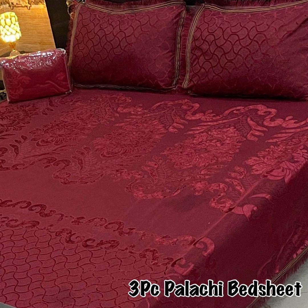 3 Pcs Palachi Plain Double Bedsheet