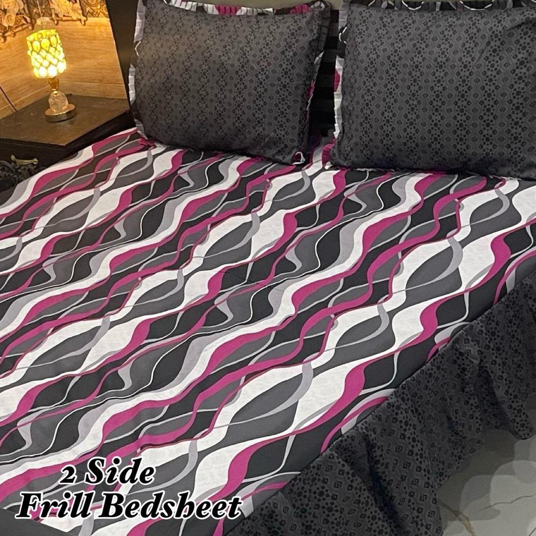 3 Pcs Cotton Salonica Frill Double Bedsheet