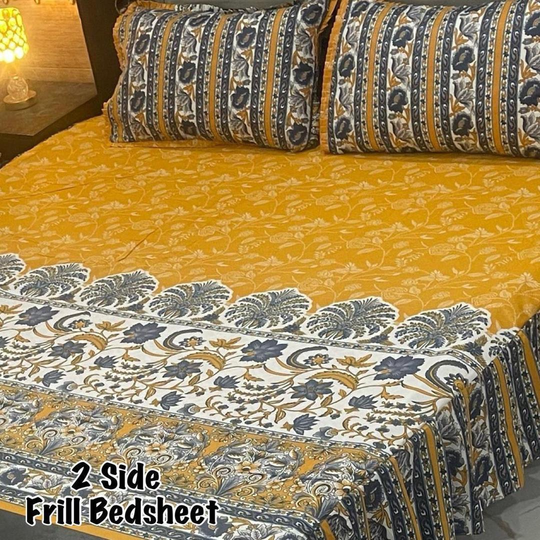 3 Pcs Cotton Salonica Frill Double Bedsheet