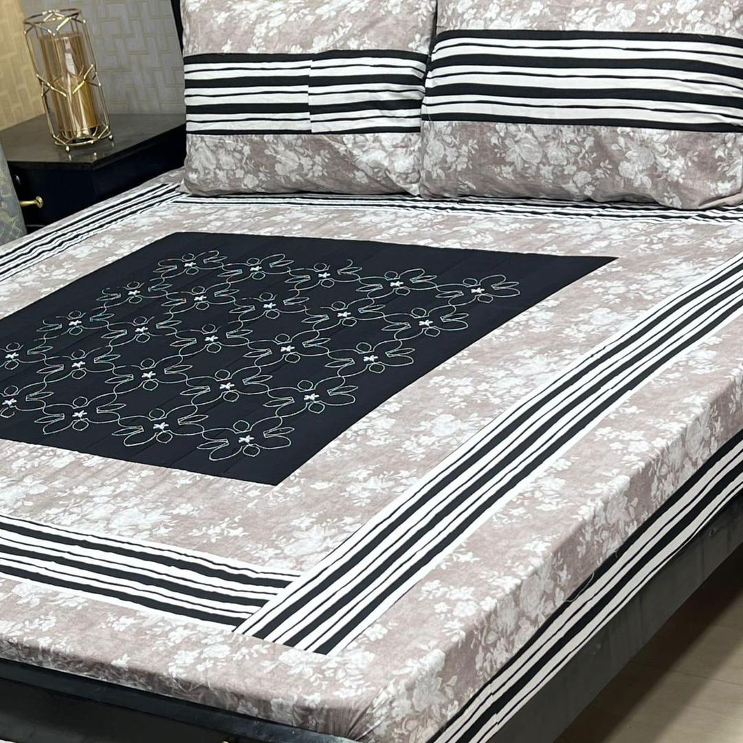 3 Pcs Cotton Sotton Patchwork Double Bedsheet