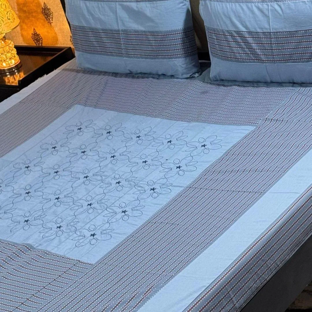 3 Pcs Cotton Sotton Patchwork Double Bedsheet