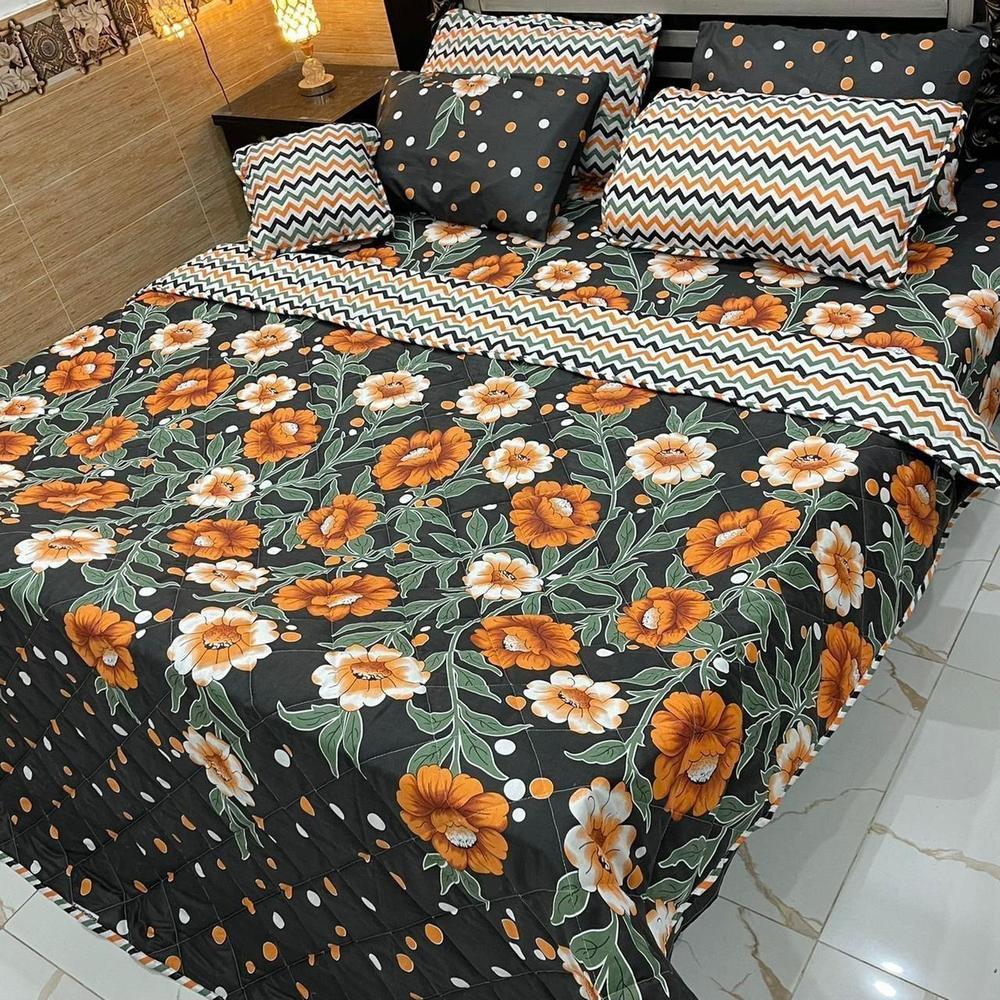 7 Pcs Cotton Printed Comforter Set