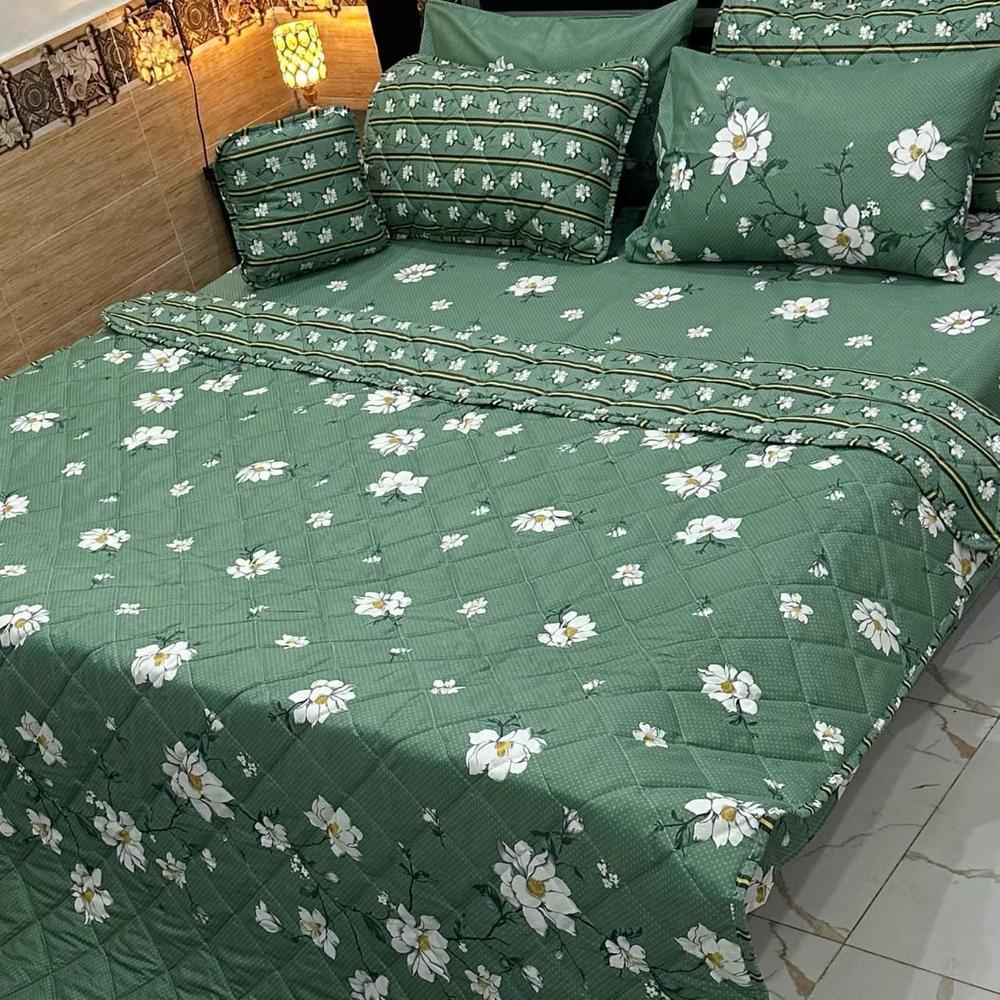 7 Pcs Cotton Salonica Printed Comforter Set