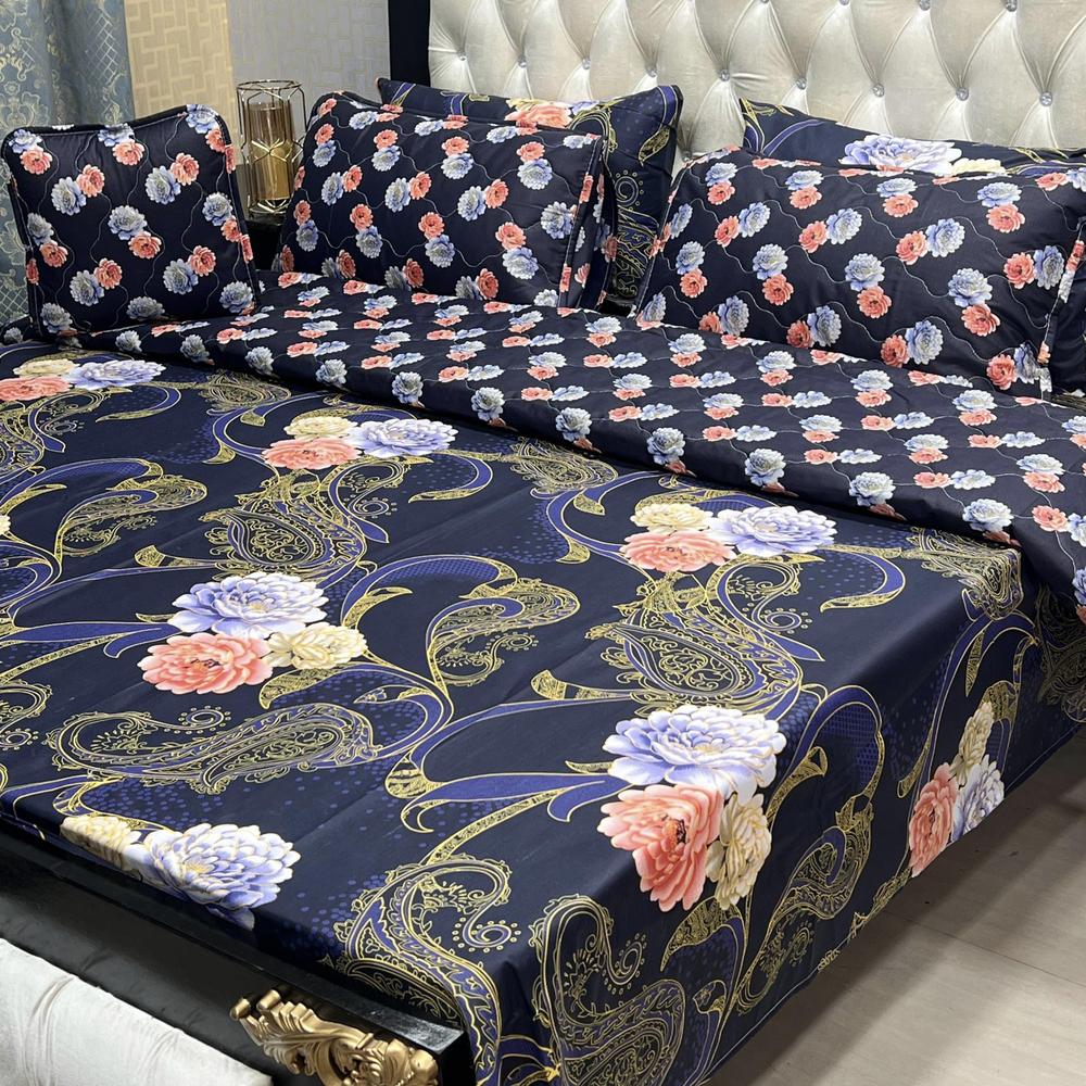 7 Pcs Cotton Salonica Printed Comforter Set